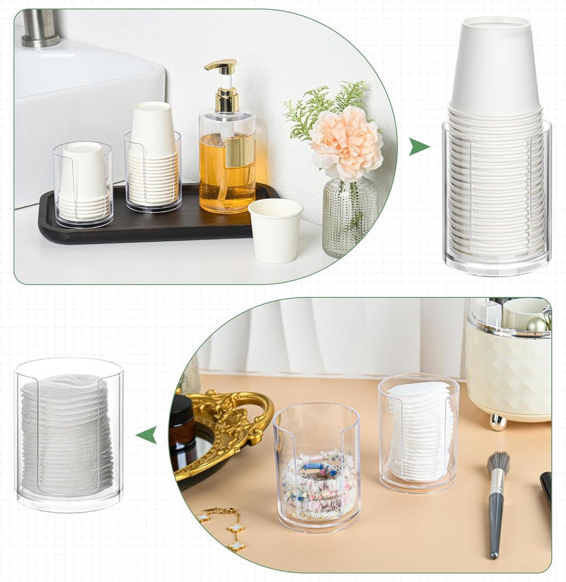 Emlim 2 Pack Mouthwash Cups Holder,Bathroom Cup Dispenser,Small Disposable Paper Cup Tray for Bathroom Sink Counter - Image 4
